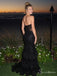 Black Strapless Lace Ruffle Mermaid Prom Dress PD26143
