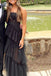 Sexy New Arrival Black Spaghetti Straps A-line Maxi Long Party Prom Dresses ,13301
