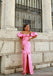 Elegant Gummy Pink Side Slit Off Shoulder Long Party Prom Dresses,Evening Dress,13365