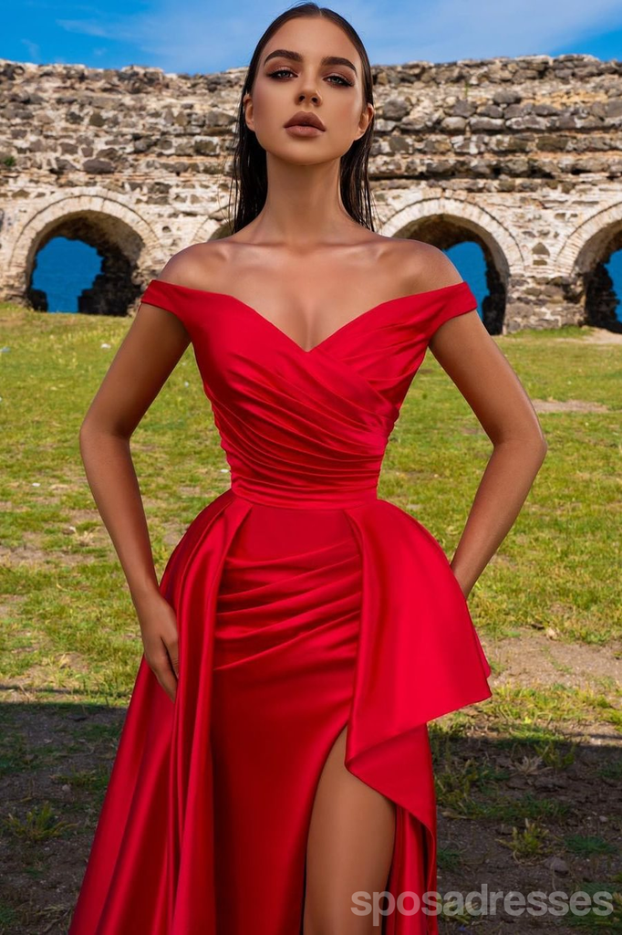 Sexy Red Sheath Off Shoulder Maxi Long Party Prom Dresses Online,13333