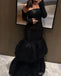 Sexy Black Mermaid Off Shoulder Maxi Long Party Prom Dresses Online,13335