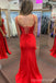 Pretty Red Mermaid Spaghetti Straps Long Party Prom Dresses Ideas,Evening Gowns,13863