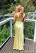 Sexy Yellow Mermaid V-neck Long Party Prom Dresses Ideas,Evening Gowns,13790