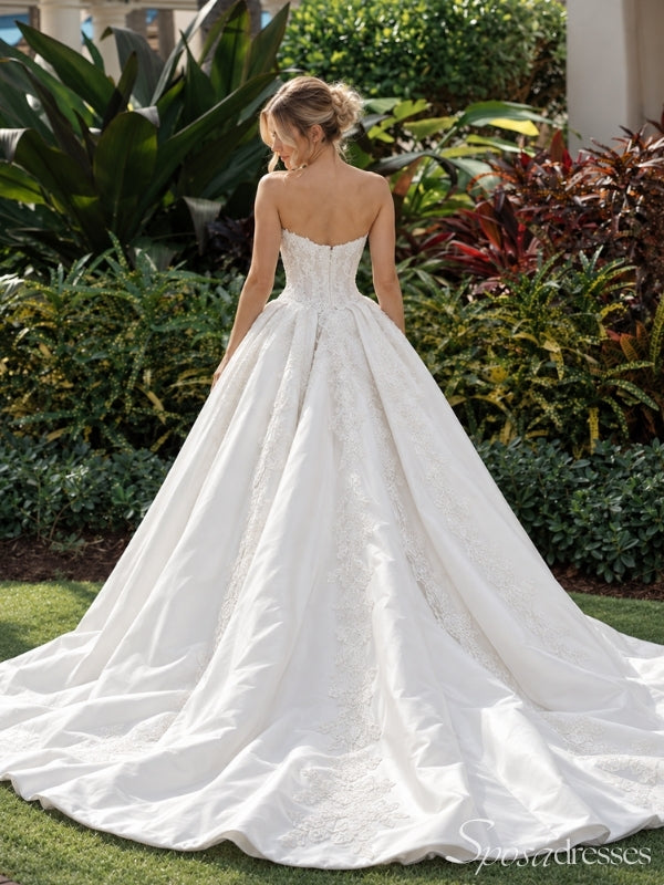 Strapless Lace Panel Ball Gown Wedding Dress WD26019