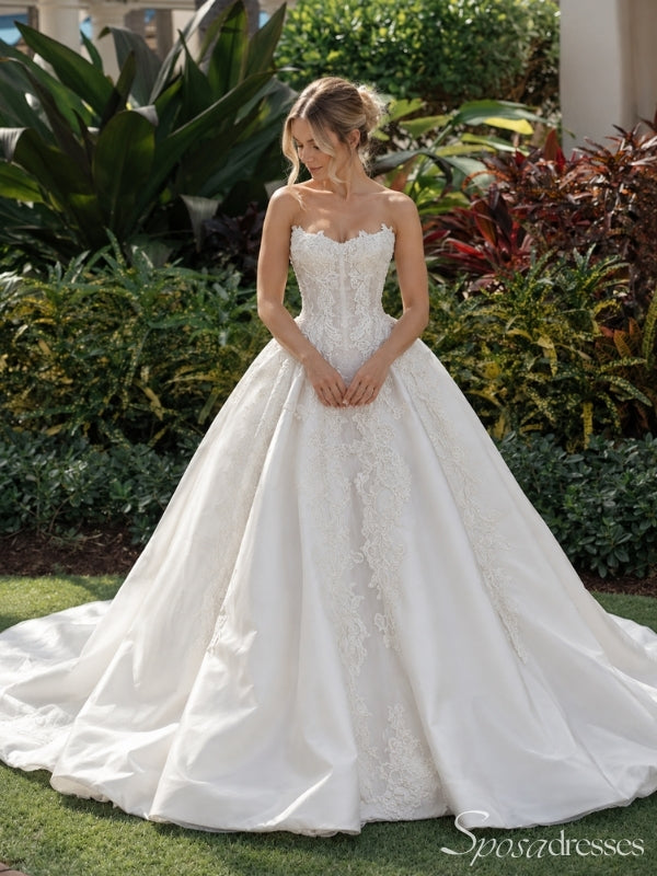 Strapless Lace Panel Ball Gown Wedding Dress WD26019