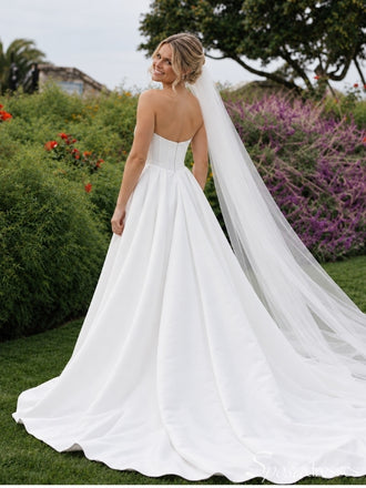 Strapless A-Line Wedding Dress with Pockets WD26036