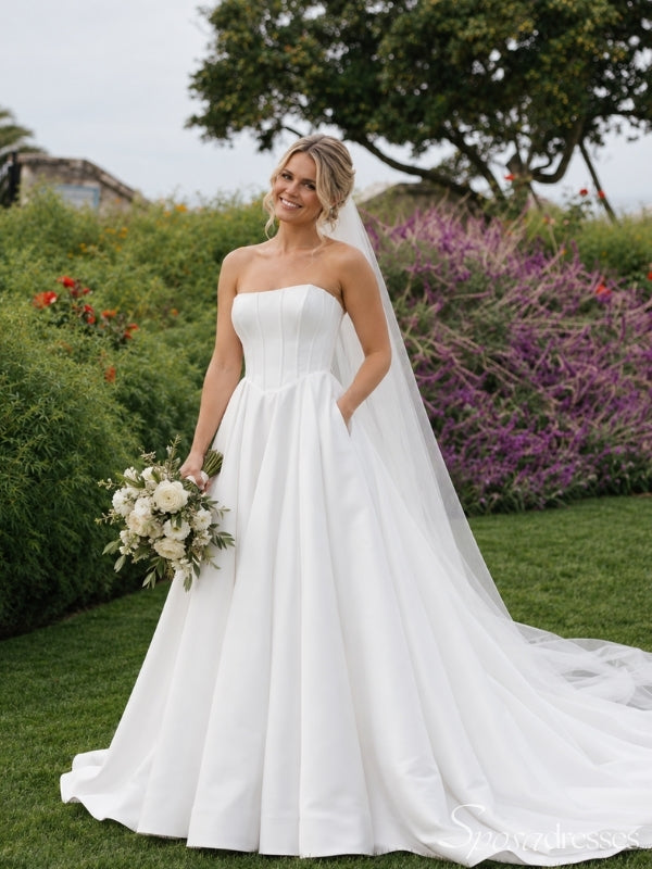 Strapless A-Line Wedding Dress with Pockets WD26036
