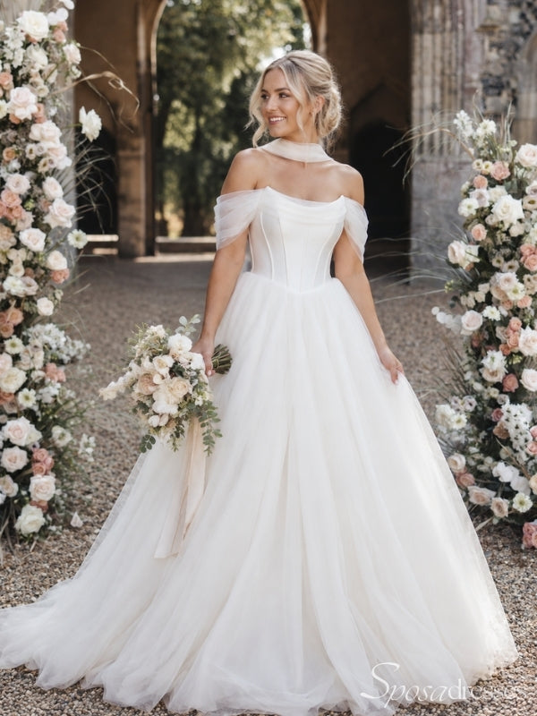 Off-Shoulder Corset Ball Gown Wedding Dress WD26040