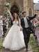 Ivory Floral Lace Long Sleeve A-Line Tulle Wedding Dress WD26051