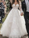 Ivory Floral Lace Long Sleeve A-Line Tulle Wedding Dress WD26051