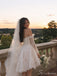 Ivory Off-the-Shoulder Long Sleeve Lace Short Wedding Dress WD26053
