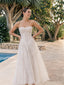 Ivory Strapless Basque Waist Lace A-Line Ankle-Length Wedding Dress WD26054