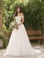 Ivory Off-the-Shoulder Floral Lace Corset A-Line Tulle Wedding Dress WD26056