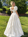 Ivory Puff Sleeve Lace Ball Gown Wedding Dress with Basque Waist WD26064