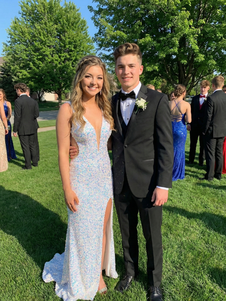 Champagne Gold Sequin Prom Dress