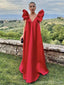 Fashion Red A-line V-neck Maxi Long Party Prom Dresses,Evening Dress,13517