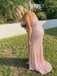 Light Pink Sequin Prom Dress Sweetheart Sheer Corset Slit Gown, 26012