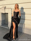 Sexy Black Mermaid Side Slit Maxi Long Party Prom Dresses,Evening Dress,13467