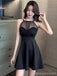 Black A-line Halter Short Homecoming Dresses,Cheap Short Prom Dresses,CM947