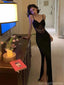 Sexy Black Mermaid Spaghetti Straps Long Party Prom Dresses Ideas,Evening Gowns,13903