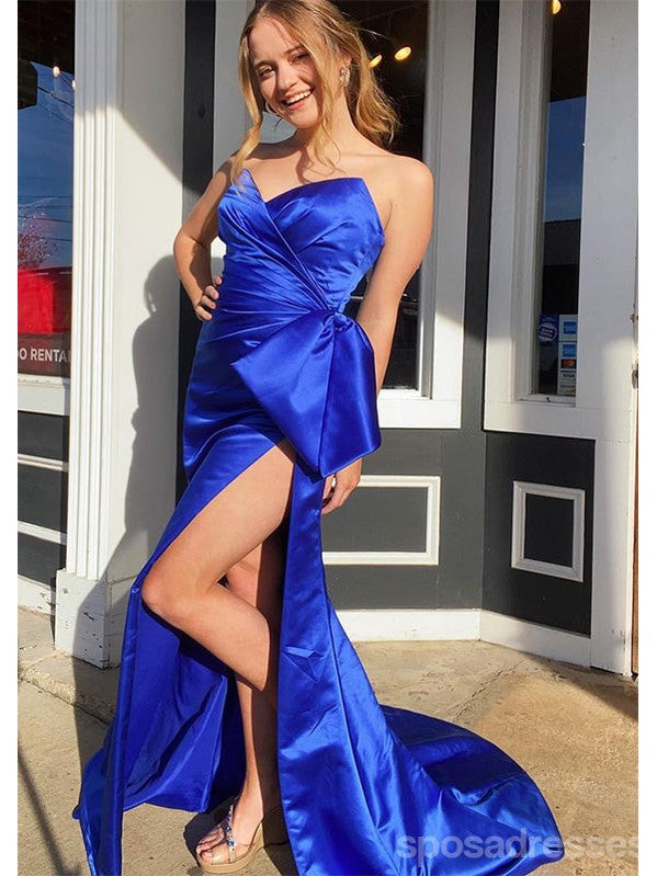 Sexy Blue Mermaid Side Slit Maxi Long Party Prom Dresses,Evening Dress,13511