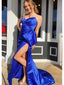 Sexy Blue Mermaid Side Slit Maxi Long Party Prom Dresses,Evening Dress,13511