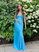 Elegant Blue V-neck Long Party Prom Dresses Ideas,Evening Gowns,13707