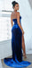 Sexy Blue Mermaid Side Slit Strapless Maxi Long Party Prom Dresses, Evening Dress,13322