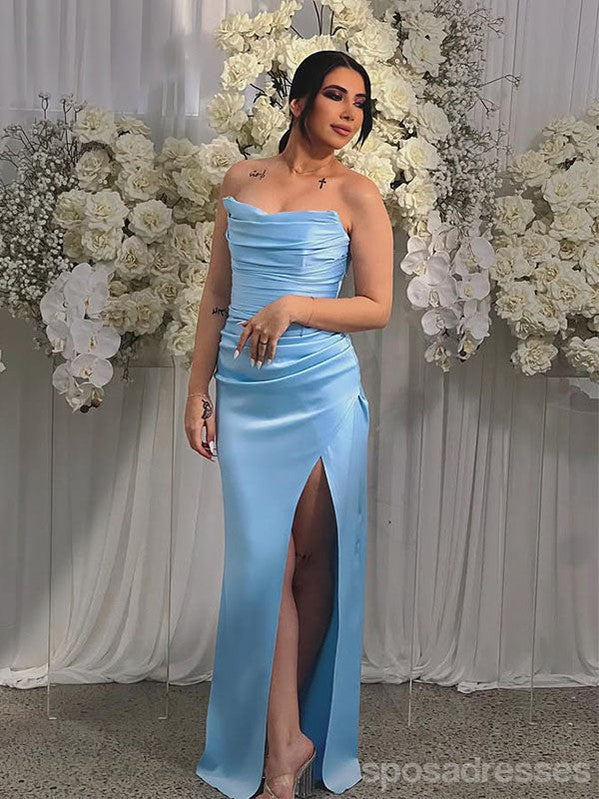 Sexy Blue Mermaid Side Slit Long Party Prom Dresses Ideas,Evening Gowns,13828