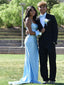 Pretty Blue Mermaid Side Slit Long Party Prom Dresses Ideas,Evening Gowns,13685