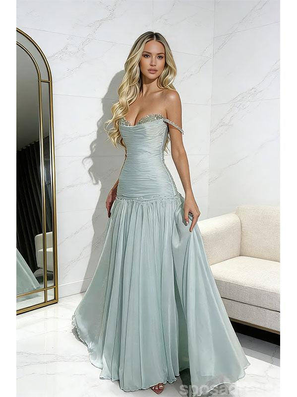 Sexy Blue Off Shoulder Long Party Prom Dresses To Impress,Evening Gowns,13921