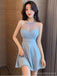Blue A-line Halter Short Homecoming Dresses,Cheap Short Prom Dresses,CM946