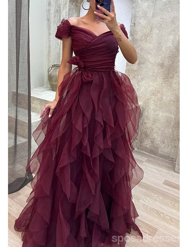 Sexy Burgundy A-line Maxi Long Party Prom Dresses, New Arrival Party Dress,13309
