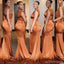 Sexy Burnt Orange Mermaid One Shoulder Maxi Long Mismatched Bridesmaid Dresses,WG1704