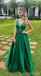 Sexy Green A-line Deep V-neck Maxi Long Party Prom Dresses,Evening Dress,13425