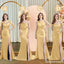 Sexy Mismatched Gold Mermaid High Slit Cheap Bridesmaid Dresses Online, WG1026