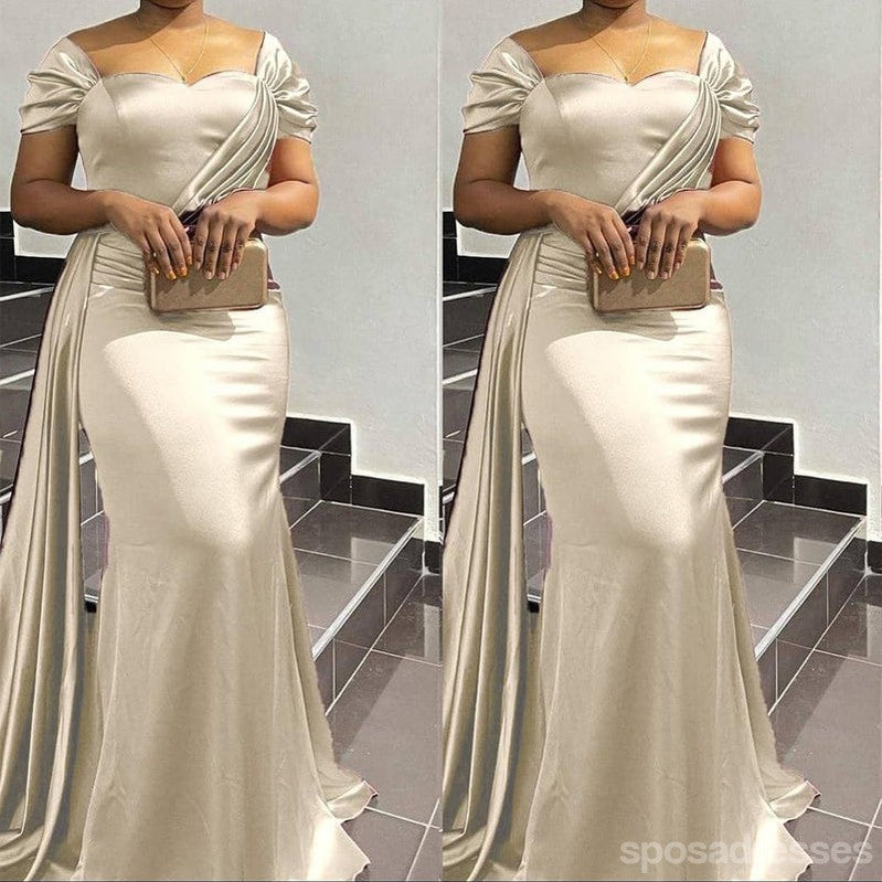 Sexy Champagne Mermaid Off Shoulder Maxi Long Bridesmaid Dresses For Wedding, WG1757