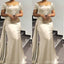 Sexy Champagne Mermaid Off Shoulder Maxi Long Bridesmaid Dresses For Wedding, WG1757