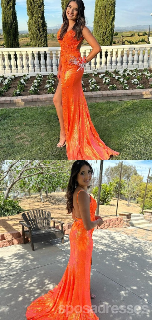 Gorgeous Orange Mermaid Maxi Long Party Prom Dresses Ideas,Evening Gowns,13629