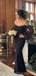 Sexy Black Mermaid Off Shoulder Long Sleeves Wedding Guest Bridesmaid Dresses,WG1725