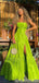 Popular Lime Green Strapless Side Slit Maxi Long Party Prom Dresses,Evening Dress,13420