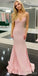 Simple Popular Pink Spaghetti Straps V-neck Long Party Prom Dresses,Evening Dress,13388