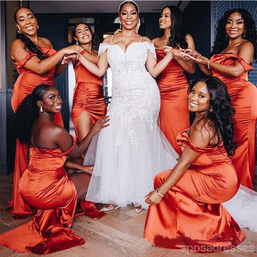 Orange red outlet bridesmaid dresses