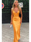 Sexy Orange Mermaid Spaghetti Straps V-neck Long Party Prom Dresses,Evening Dress,13350