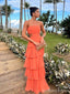 Sexy Orange A-line Strapless Maxi Long Party Prom Dresses,Evening Dress,13462