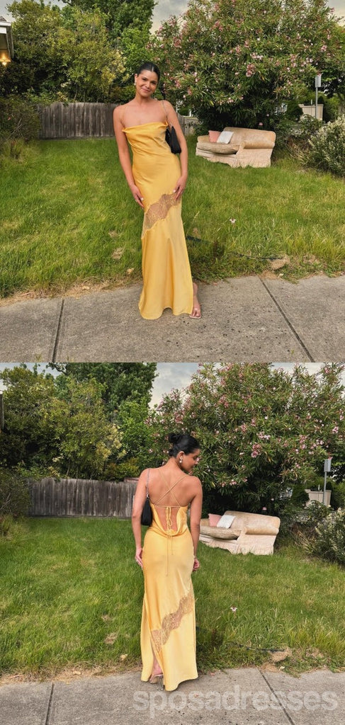 Gorgeous Yellow Mermaid Spaghetti Straps Long Party Prom Dresses Ideas,Evening Gowns,13886