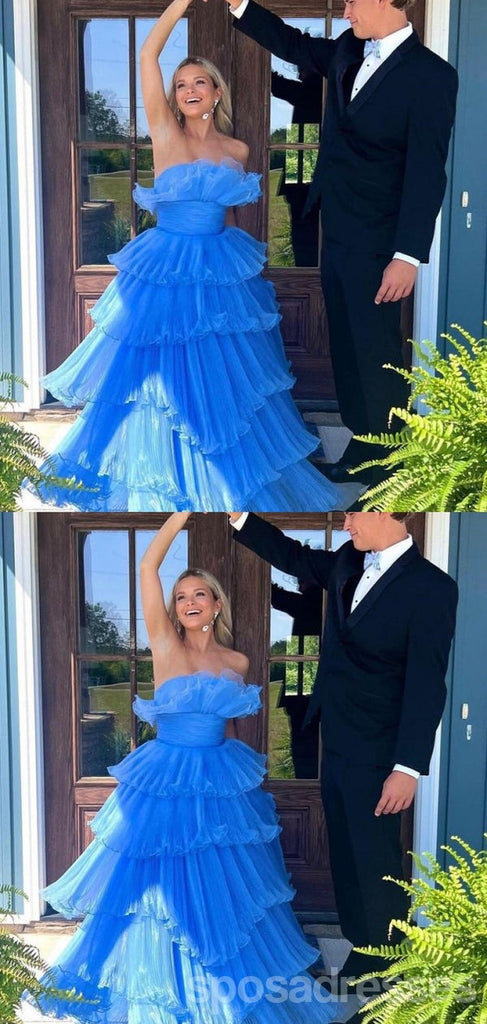 Gorgeous Blue A-line Long Party Prom Dresses Ideas,Evening Gowns,13888