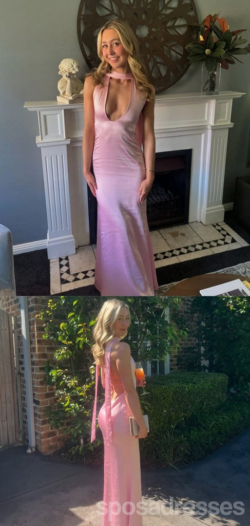 Sexy Pink Mermaid V-neck Long Party Prom Dresses Ideas,Evening Gowns,13794