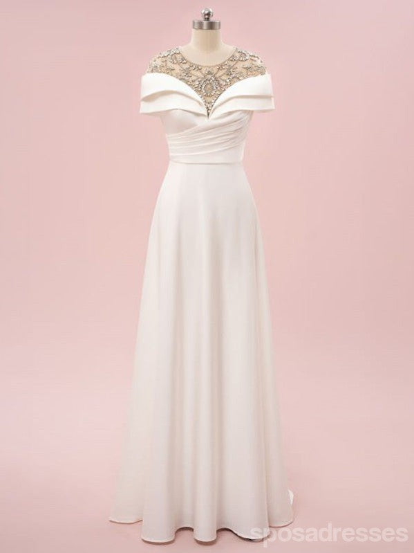 Elegant Ivory A-line With Beading Maxi Long Party Prom Dresses,Evening Dress,13525