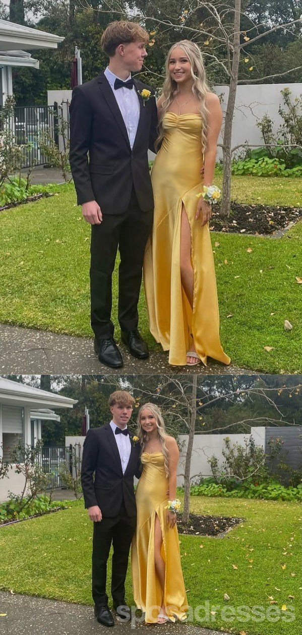 Sexy Yellow Mermaid Side Slit Long Party Prom Dresses Ideas,Evening Go SposaDresses Sexy Yellow Mermaid Side Slit Long Party Prom Dresses Ideas,Evening Go SposaDresses